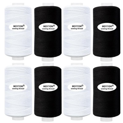8 Spool Total 4000 Yards Sewing Thread (White and Black)