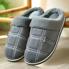 Men Home Slippers Plaid Memory Foam Winter Plush Male Indoor Shoes Warm Soft Non