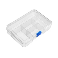 Component Storage Box - PP Fixed 5 Grids Clear White 143x100x33mm