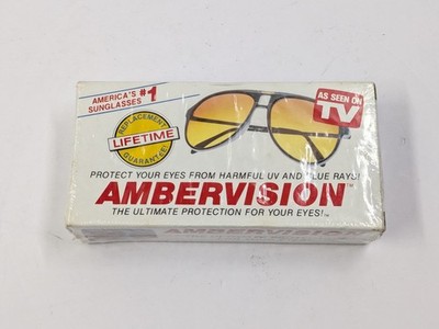 AMBERVISION UV & BLUE RAY SUNGLASSES Tele Brands As Seen on TV ** NEW SEALED **