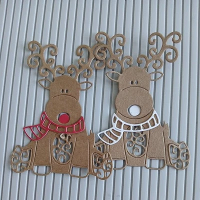 8 x Tattered Lace Baby Reindeer Die Cuts in Kraft Card - Card Making, Christmas