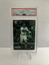 2025 Topps Black and White Baseball Ronald Acuna Jr. Green /99 #20 PSA 10 Gem
