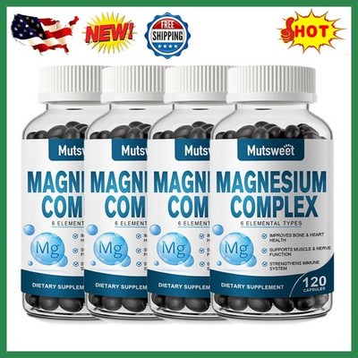 1/2/4PC Magnesium Complex, Natural Anti Anxiety&Stress Relief Supplement