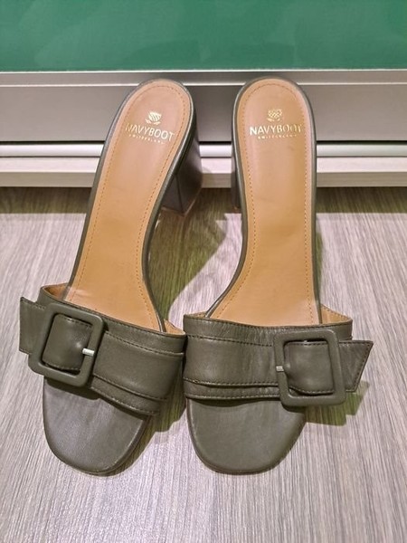 Women Navyboot Slippers Khaki Leather 37