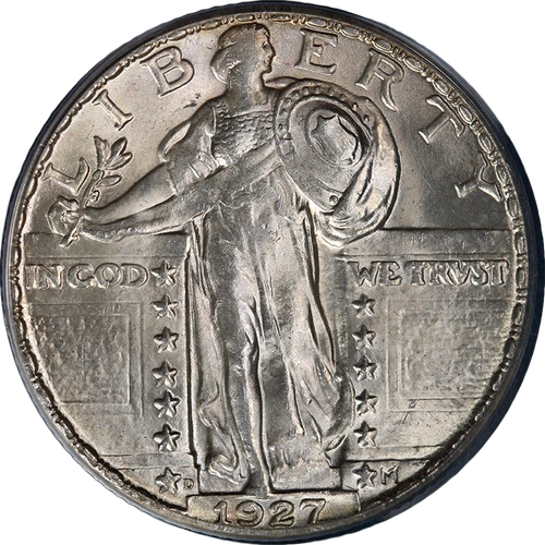 1927-D Standing Liberty Quarter OGH PCGS MS64 Blast White Superb Eye Appeal