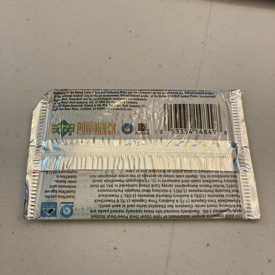 1999 Upper Deck PowerDeck Football Factory Sealed Individual Pack - Image 3 of 3