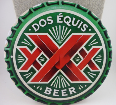 Dos Equis Beer Bottle Cap Tin Sign Round Bar Man Cave Wall Decor 8x8