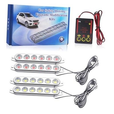 4 in 1 Emergency Strobe Grille Lights with Flash Controller 12-24V Red White