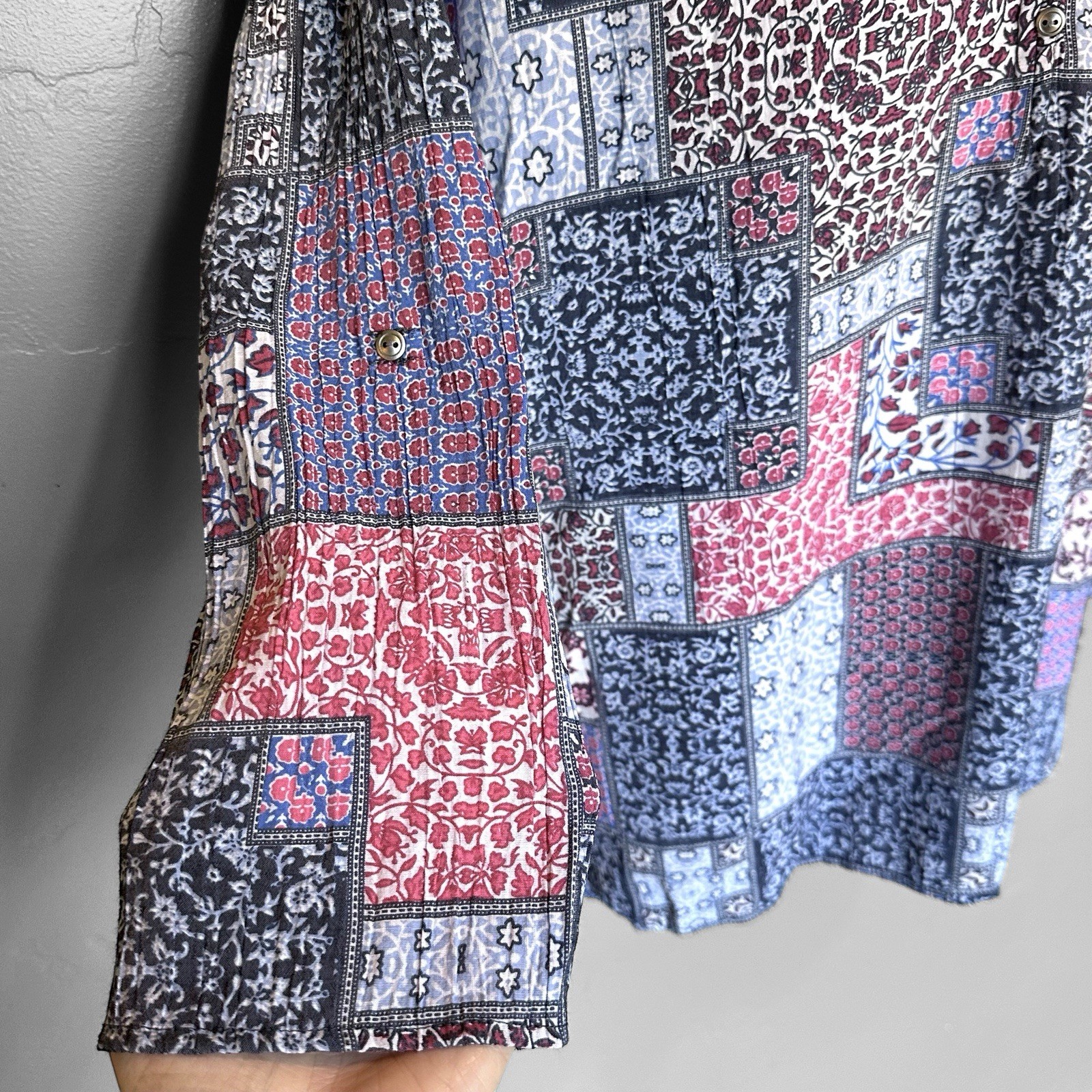 Kim Rogers Womens Button Up Patchwork Top XL Bohe… - image 2