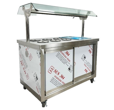 NEW 48'' Hot Pot Buffet Sauce Side Cold Station Server Ice Bin Under Shelf Wheels