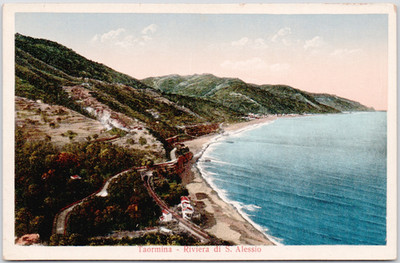 Italy Taormina 1920 Riviera di Sant Alessio Coastal Beach Shoreline Postcard
