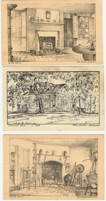 LOT OF 3 New Castle DE artist John B Moll Jr vintage art postcards