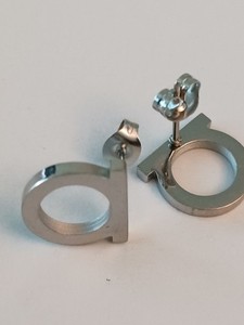Authentic FERRAGAMO HORSESHOE EARRINGS SMALL STUDDED PIERCED SILVER OR GOLD PLATED 