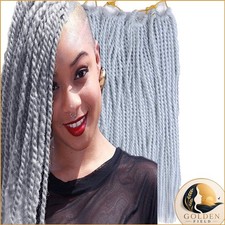 6Packs Senegalese Twist Crochet Hair Braids 14" Silver Black Women