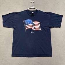 American Flag Shirt Mens XL Blue Graphic Print Flagpole Patriotic Made In USA