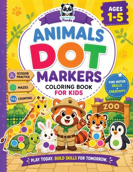 Dot Markers Animals Coloring Book For Kids Ages 1-5 Polymath Panda Taschenbuch-image