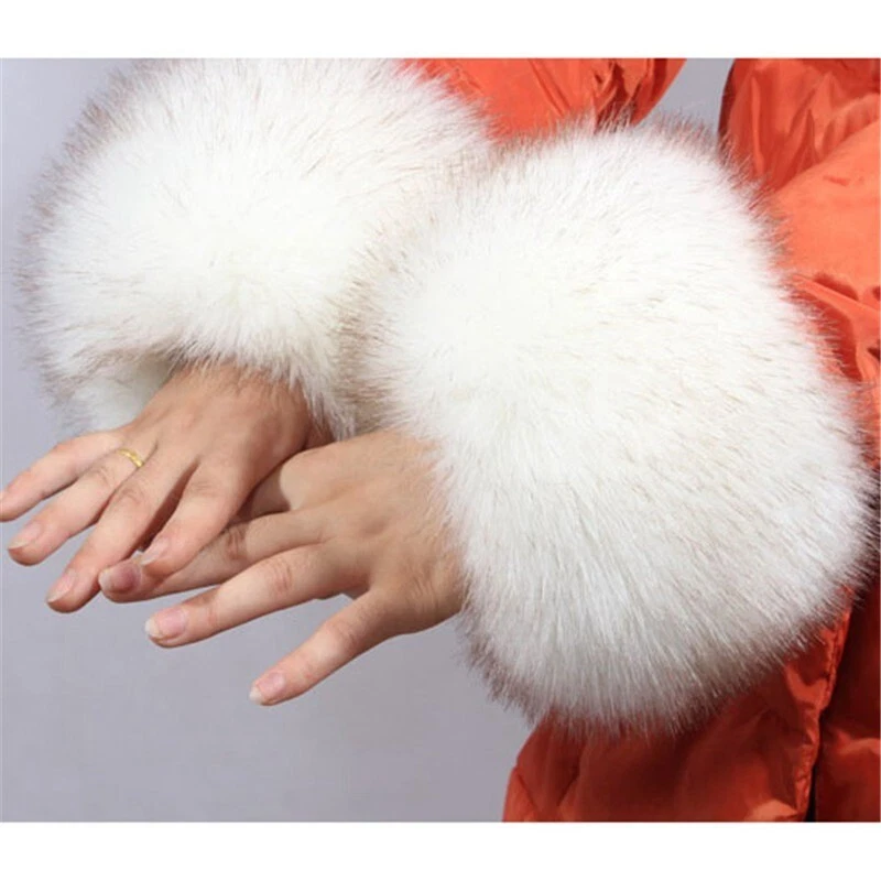 Faux Fur Warmer Wristband Wrist Plush Cuff Windproof Ladies Oversleeve Fashion - Image 3 of 4