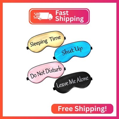Geyoga 4 Pieces Funny Eye Mask for Sleep Soft Satin Eye Mask Blackout Blindfold