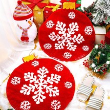 2 PCS Christmas Bathroom Rugs Decor Xmas Bath Mat Non Slip Christmas Ball