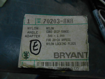 BRYANT NYLON ANGLE ADAPTER 70203-ANA WIRE RANGE:  .500-1.000 20/30 AMP LOCK PLUG