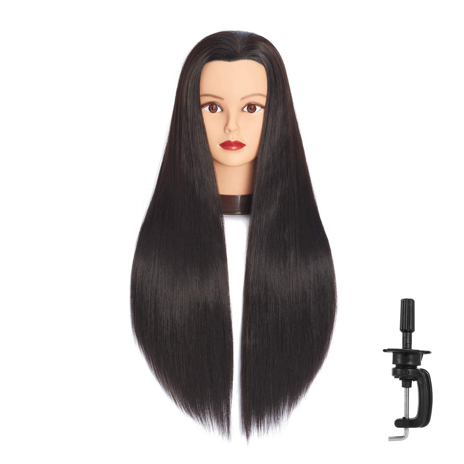 Long Hair Mannequin Head for Hairdressing Practice with Clamp Stand 26-28In