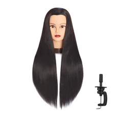 Long Hair Mannequin Head for Hairdressing Practice with Clamp Stand 26-28In