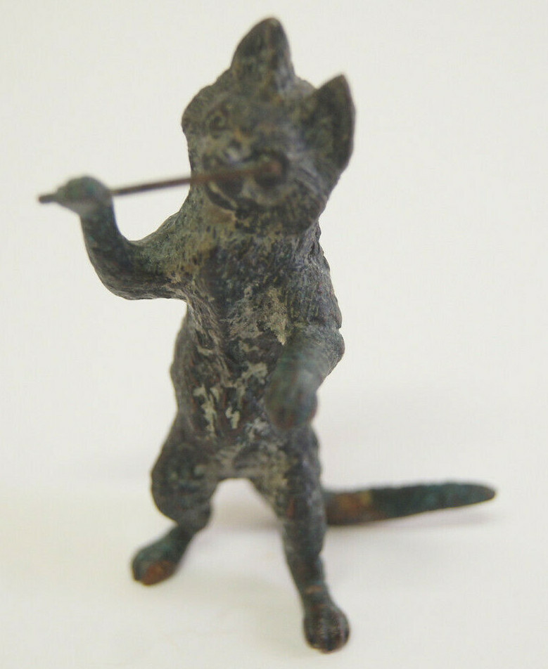 Austrian Vienna Bronze Cat Music Composer Wand Orchestra Figurine