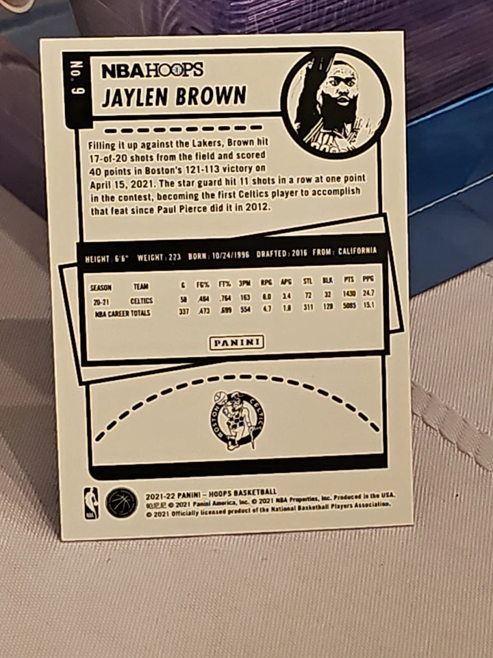 2021-22 NBA Hoops Teal Explosion #9 Jaylen Brown Celtics - Image 2 of 2