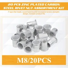 20Pcs Aluminum Flat Head Flange Nutserts Threaded Rivet Nut Rivnut Nutsert M8