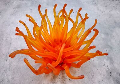 Orange FAUX Anemone (1 FAKE Anemone approx. 6Wx3Dx6T inches)