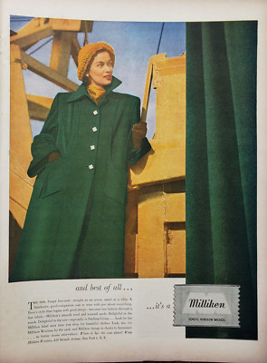 Box Coat Milliken Wool Print Ad Vintage 1947 Ephemera Wall Art Decor
