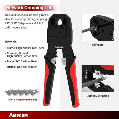 AMPCOM Professional Portable Network Tool Set 12 in 1 Ethernet LAN Maintenance - Bild 2 von 9