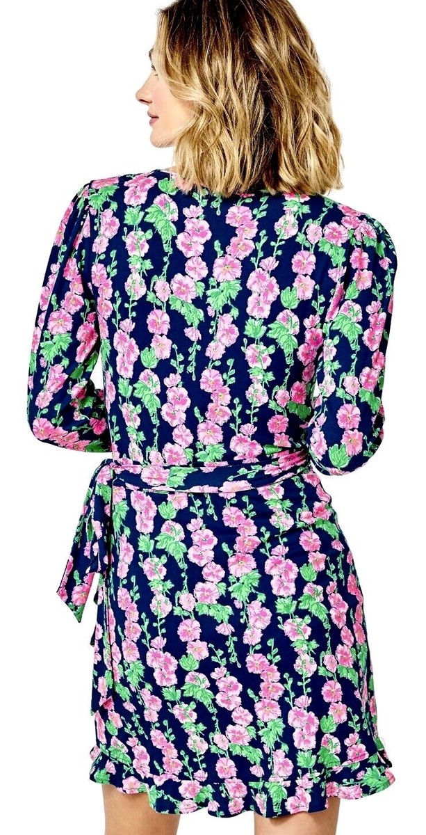 NWT Lilly Pulitzer XL Mirelle Wrap Romper Oyster Bay Navy De Vine