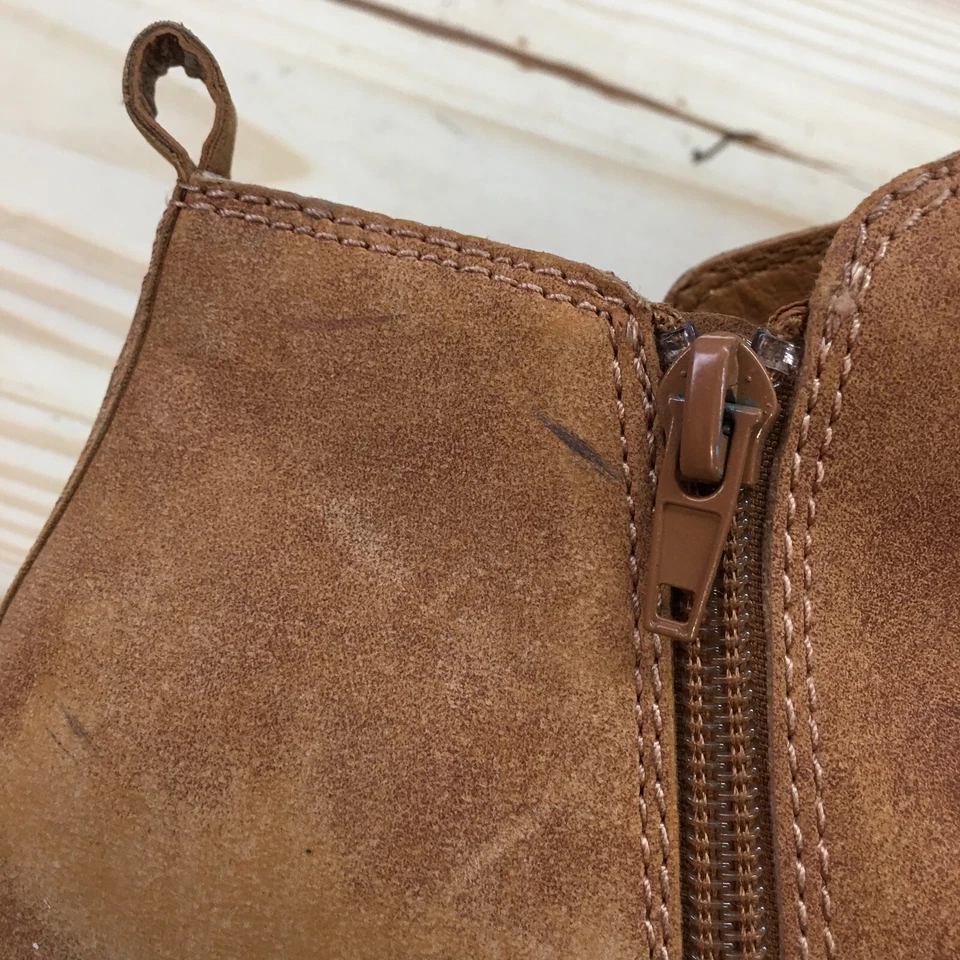 Lucky Brand Ankle Boots Youth 4M Brown UG Brona Almond Toe Slip On Faux Leather - Imagem 2 de 4