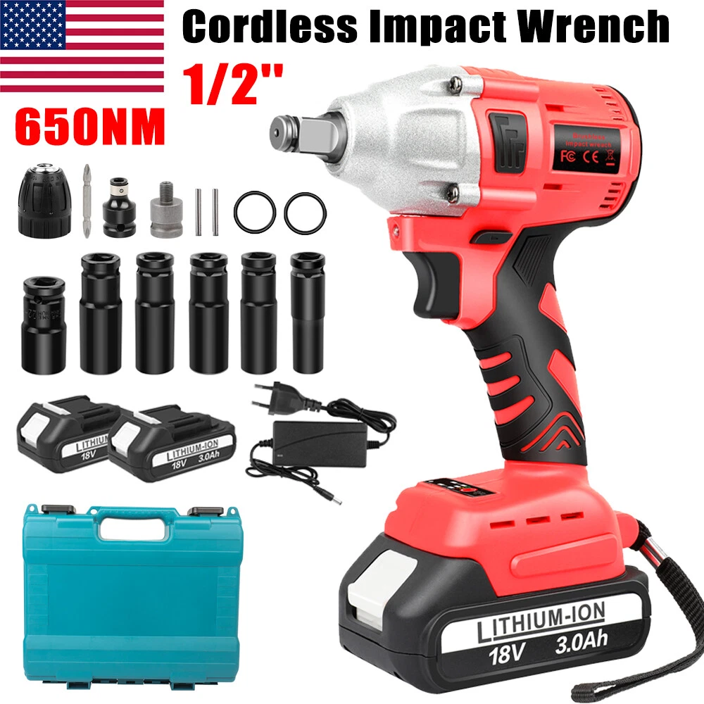 650NM Cordless Electric Impact Wrench Gun 1 2 High Power Driver