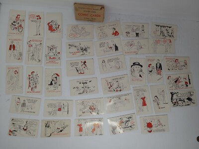 VINTAGE WALLET SIZE COMIC CARDS RISQUE -37 CARDS - Set Number 4
