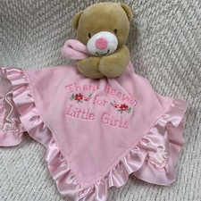 Baby Starters Thank Heaven for Little Girls pink Teddy Bear Lovey Rattle Blanket