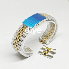 Two Tone Jubilee 13mm 17mm-22mm Curved End Bracelet Stainless Steel Watch Band