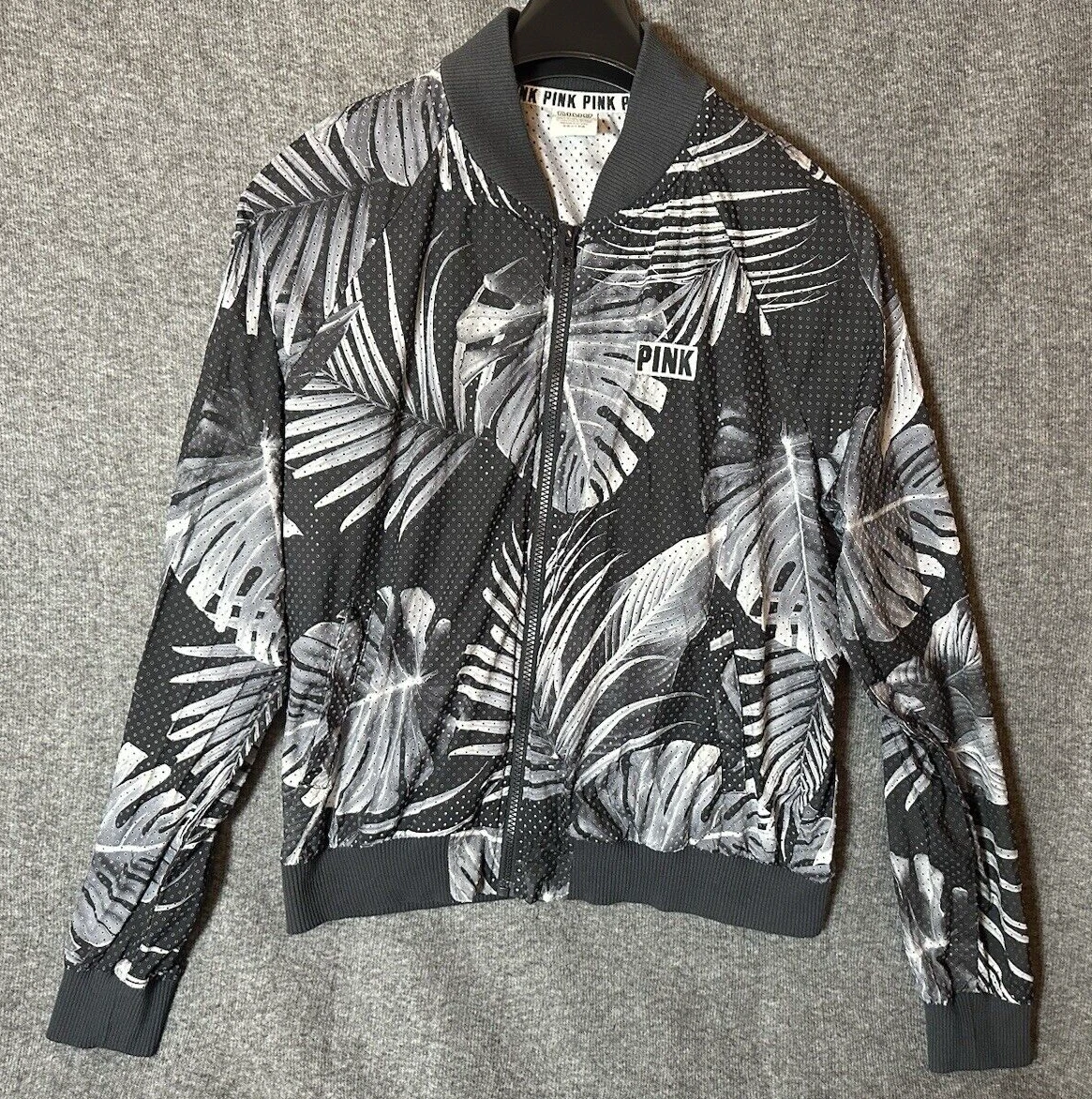 UNDERCOVER Victoria's Secret Giacca Rosa Donna Piccola Nera Botanica Sport Bomber Varsity