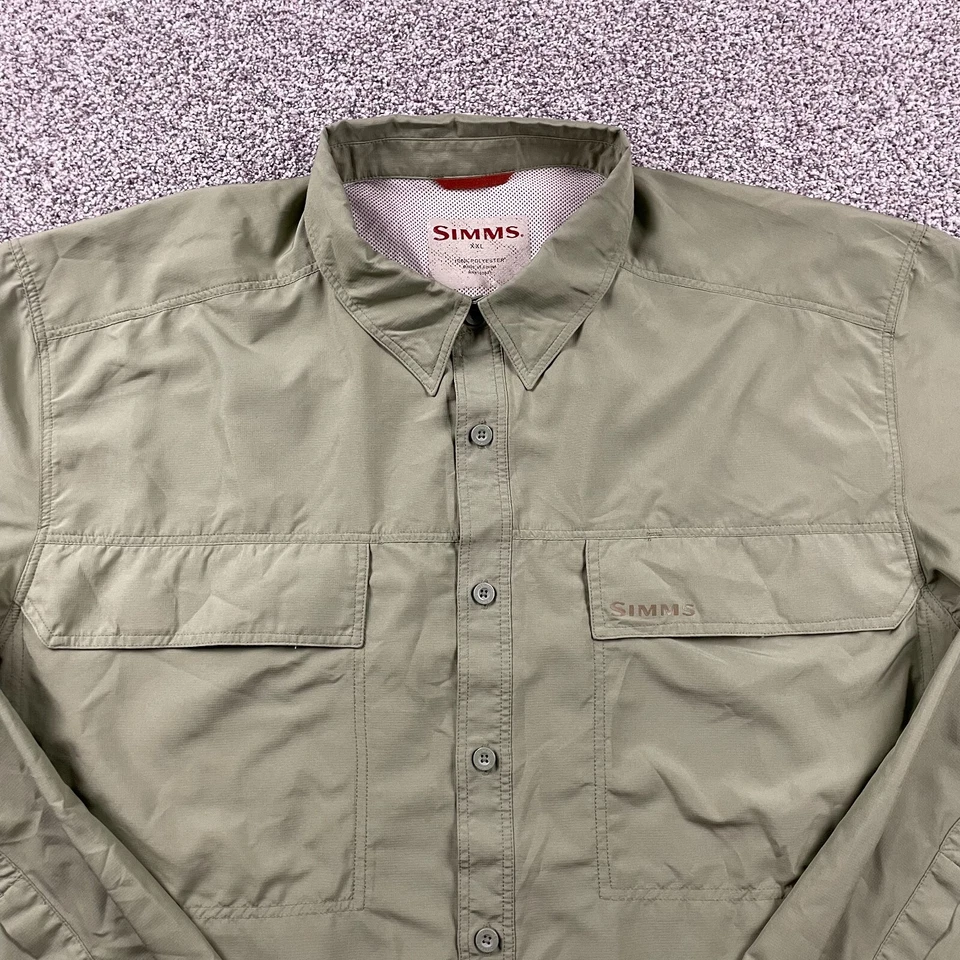 Simms Shirt Men XXL Green Button Long Sleeve Performance Vented Fishing Outdoors - Image 2 of 4