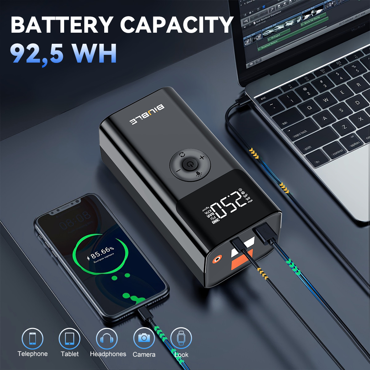 8000A Car Jump Starter With Air Compressor Pack Booster 12V Power Bank