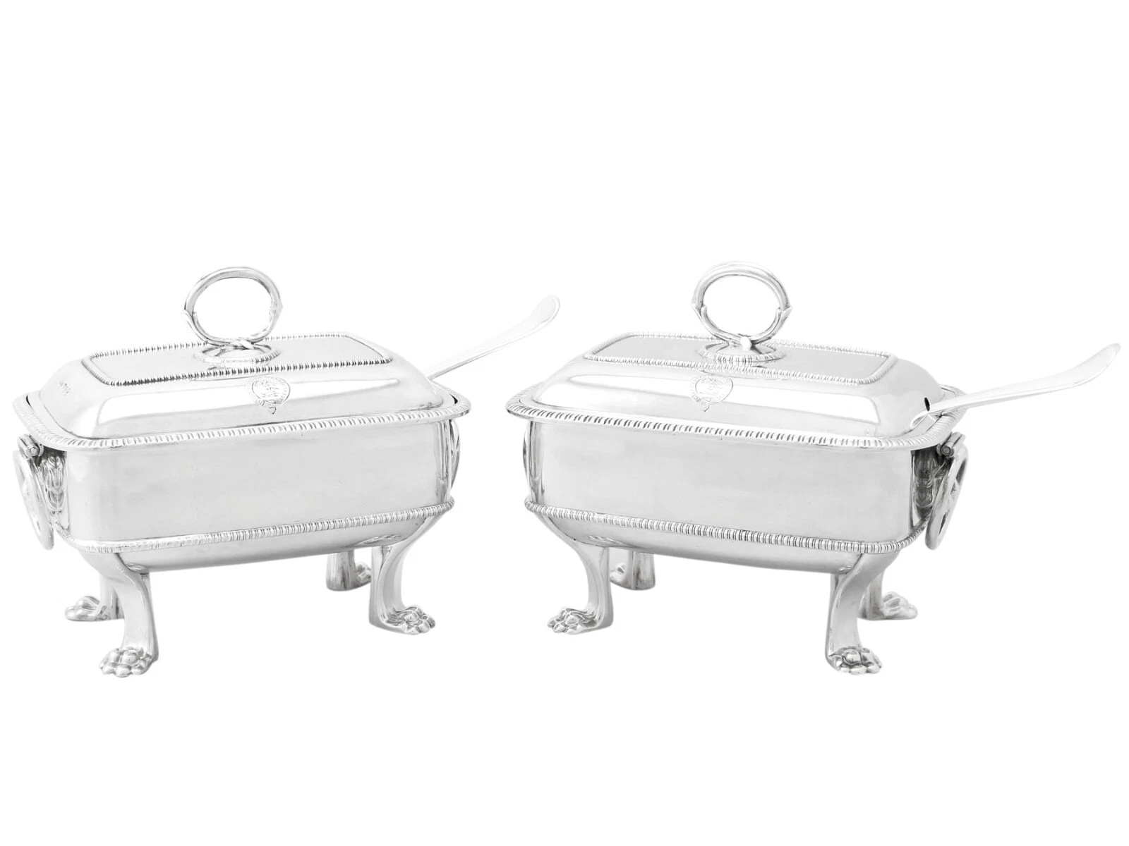 Antique George III Sterling Silver Sauce Tureens with Ladles