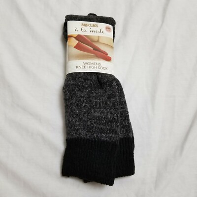 NEW Mukluks A La Mode Knee High Socks Dark Gray Black Size 6-11