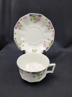 Antique 1920s JOHNSON BROS MORNING GLORY CUP & SAUCER Set/7 RARE HTF ENGLAND.  C