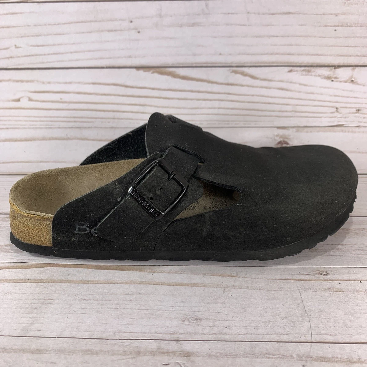 Birkenstock Betula Boston Clogs Womens Size 38 US 7-7.5 Narrow Black Nubuck