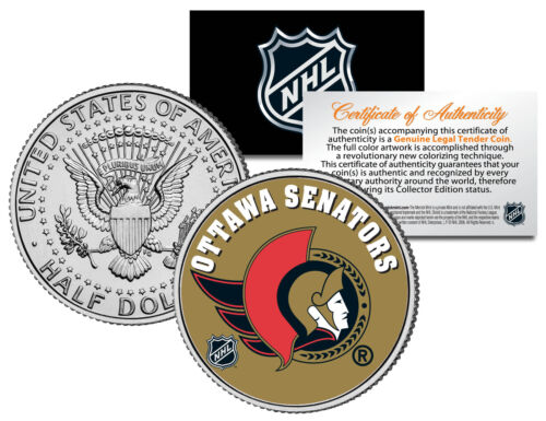 OTTAWA SENATORS NHL Hockey JFK Kennedy Mezzo Dollaro Stati Uniti Moneta * LICENZA * - Foto 1 di 1