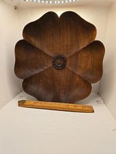 Rustic Primitive Floral Shaped 11 1/4" Wooden Bowl