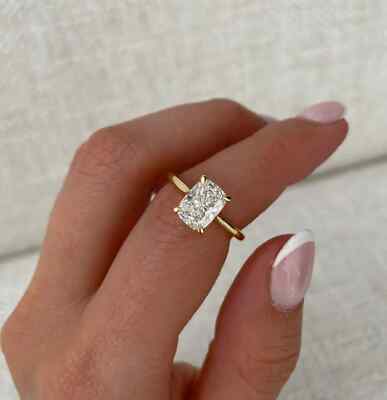 Cushion Cut Lab Grown/CVD Diamond Beautiful Ring Solid