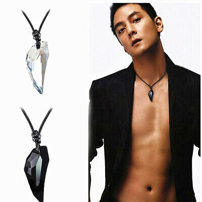 Fashion Men Black Crystal Geometric Pendant Necklace Jewelry Couple Accessories 