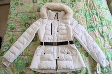 Michael Kors Women's Padded Puffa Coat White Fitted Zipped Hood Size M/12 BNWT
